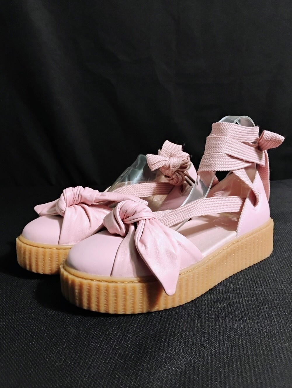PUMA X Fenty by Rihanna Leather Bow Creeper Lace-Up Sandals Women’s 8.5 Platform